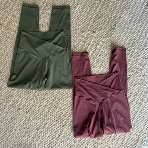 Set Of 2 Aerie Green and Pink Leggings